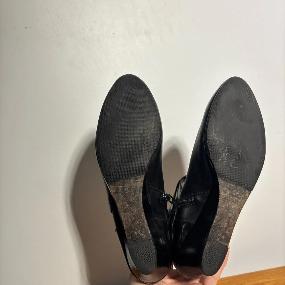 AGL Black Leather Wedge Ankle Boots Size EU 38.5